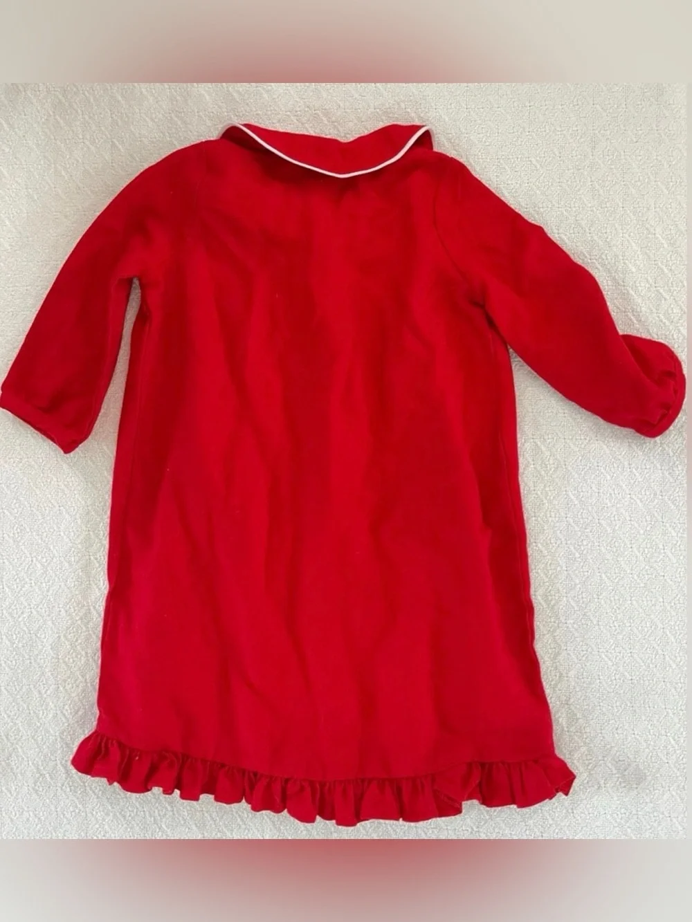 Mud Pie Holiday Red Ruffles Nightgown with Peter Pan Collar